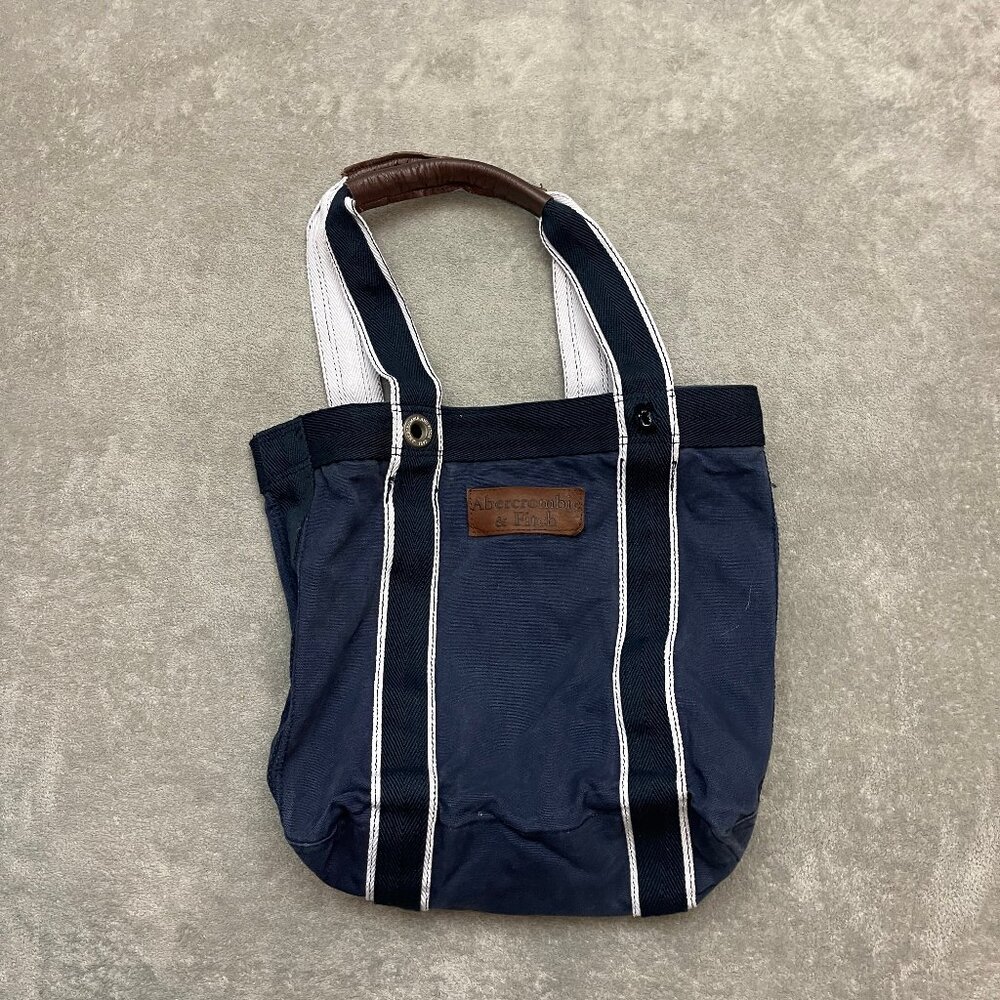 Abercrombie And Fitch Blue Tote Bag Est 1892 New York Handbag Leather Handles